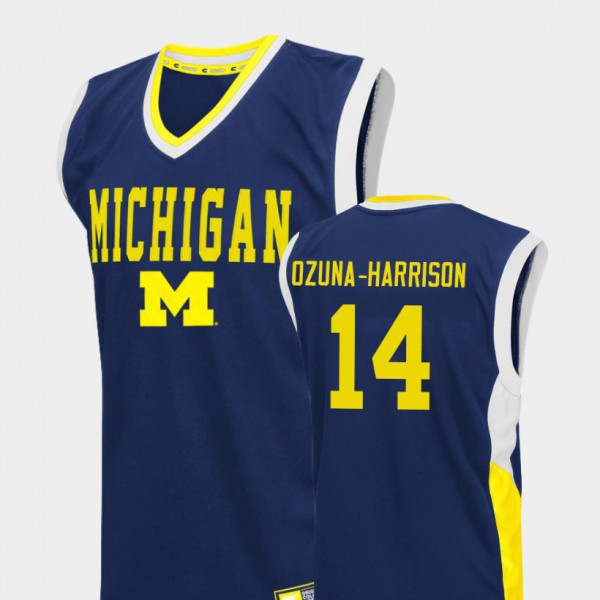 University of Michigan #14 Men's Rico Ozuna-Harrison Jersey Blue College Basketball Fadeaway Player